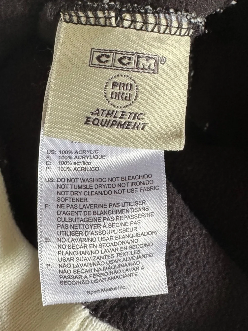 CCM Nordic Fair Isle Pom Pom Beanie Fleece Lined Winter Hat Black White